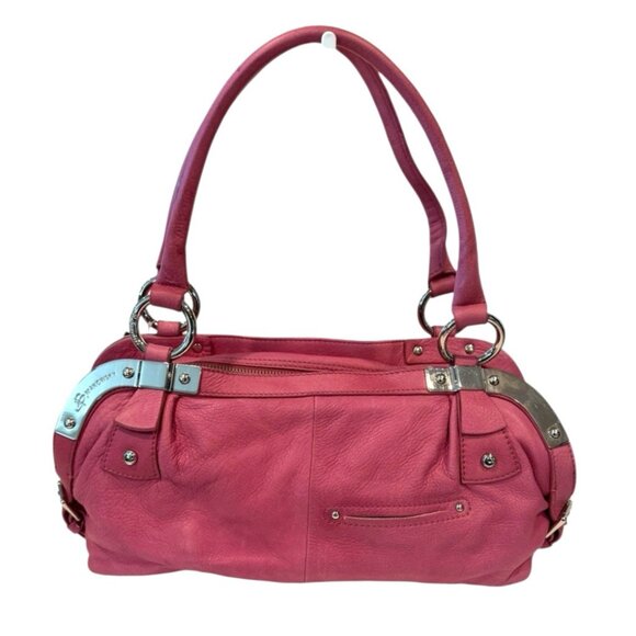 B Makowsky HIbiscus Silver Tone Oslo Medium Satchel w/Dust Bag NWT MSRP 248 FLAW - Picture 2 of 13